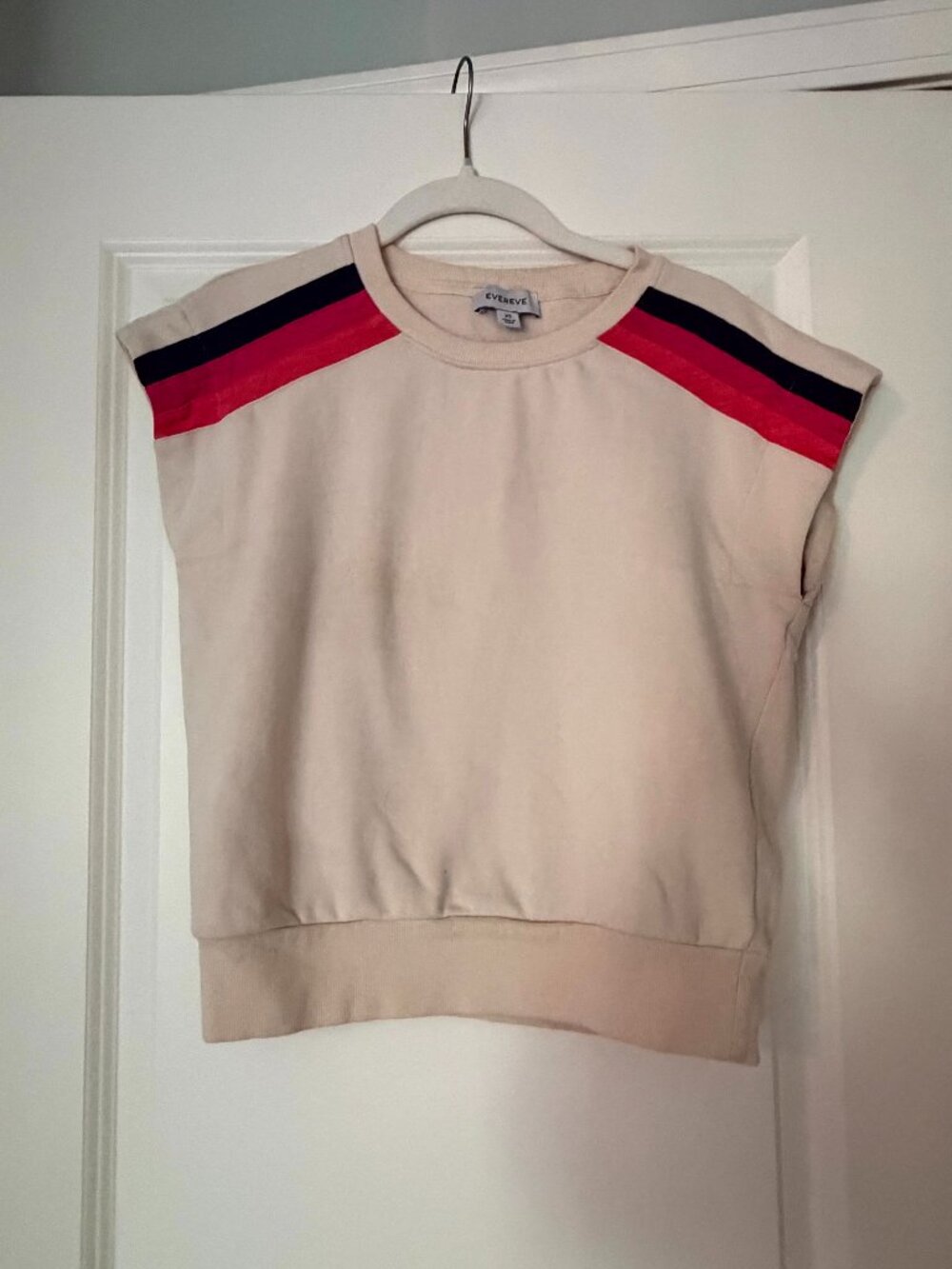 Evereve Sutton Stripe Cap-Sleeve Sweatshirt Sz XS